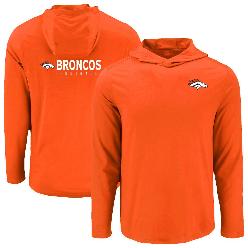 Men 2026 NFL Denver Broncos Hooded long sleeved T-shirt orange 05